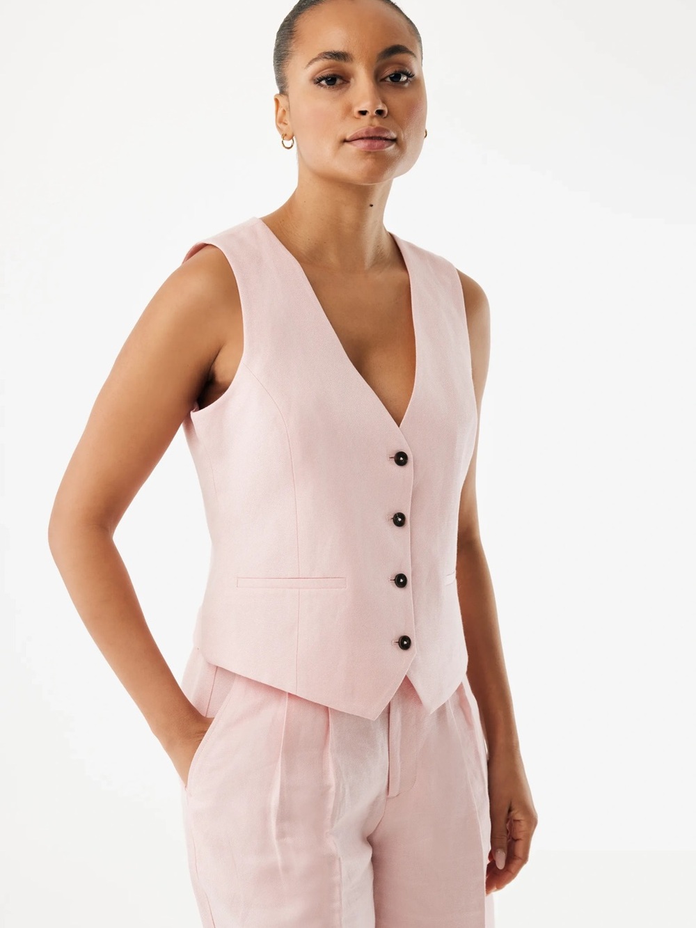 Express Light Pink Button-Front Vest - Picture 5 of 5